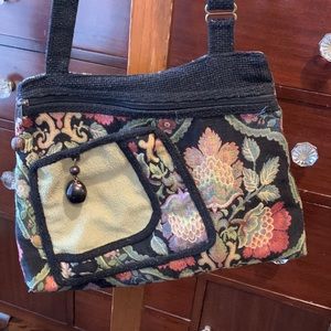Handcrafted Tapestry Pocketbook w/ Fleece Contrast and Nut Pulls at the Closures
